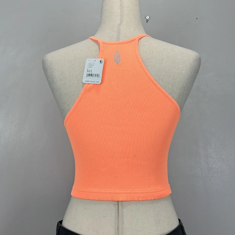 Free People Movement Neon Orange Cropped Top - Picture 4 of 6